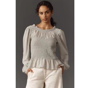 NWT Anthropologie Gray & Sage Green Blouse – Size Medium